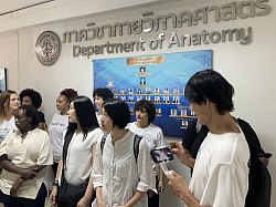 Professor giving instructions before starting the anatomy class using donated cadavers